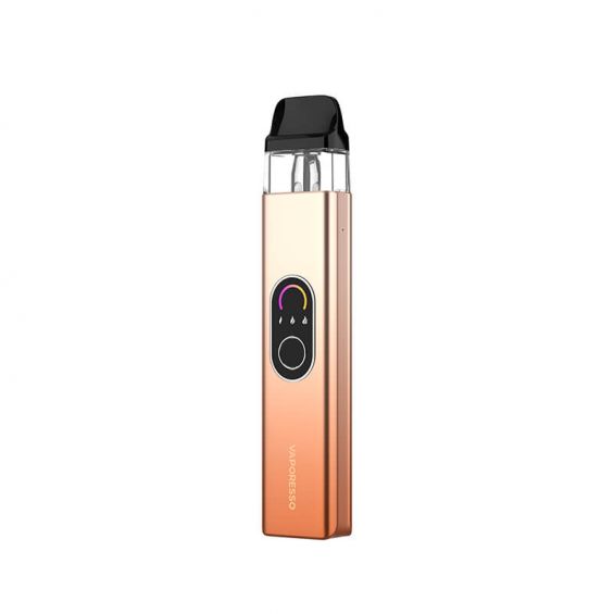 Vaporesso XROS 4 Pod Vape Kit in Champagne Gold – sleek and durable pod system with a adjustable airflow, COREX heating tech, and smooth MTL to RDL performance.