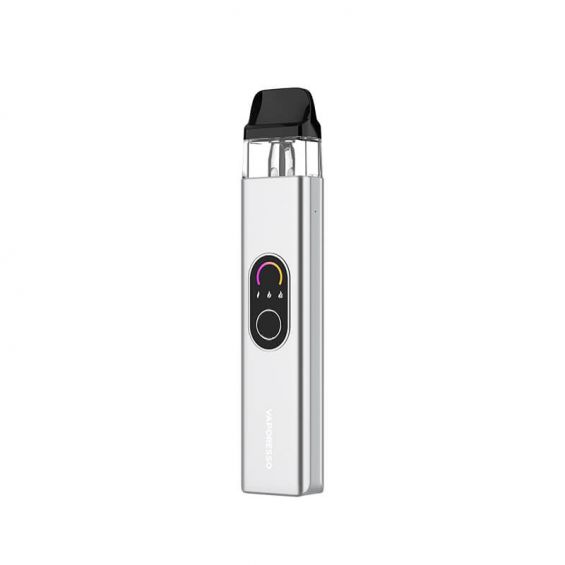 Vaporesso XROS 4 Pod Vape Kit in Silver – sleek and durable pod system with a adjustable airflow, COREX heating tech, and smooth MTL to RDL performance.