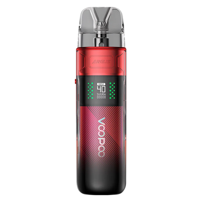 VooPoo Argus E40 Pod Kit in modern red featuring an 1800mAh battery, adjustable 5W to 40W output, 0.42-inch OLED screen and adjustable airflow.