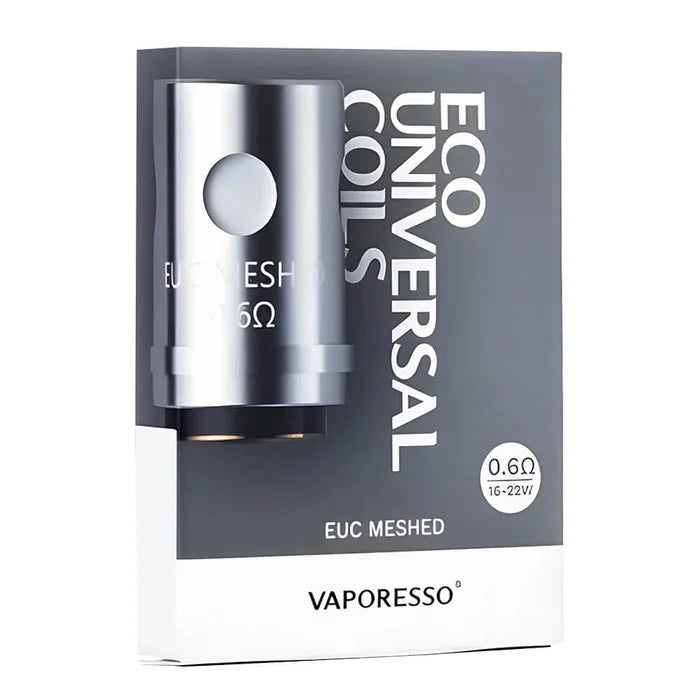 Vaporesso EUC Coils – pack of 5 EUC Meshed replacement coils in 0.6ohms compatible with Veco and Tarot Nano vape kits.