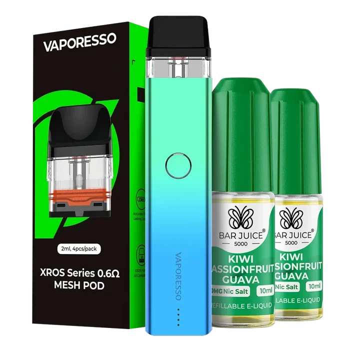 Vaporesso XROS 2 Pod Vape Kit Bundle – vibrant and sleek pod device with Xros Replacement Pods & 2 Free Nic Salts of your choce.
