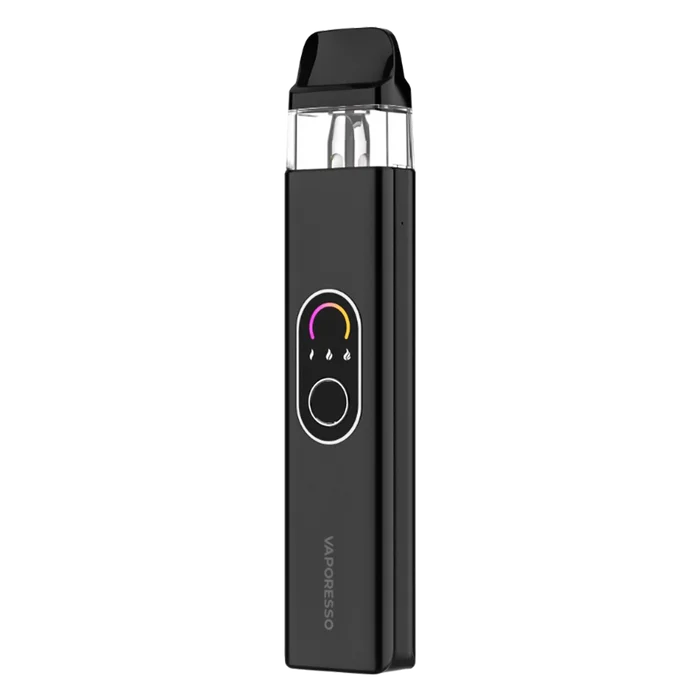 Vaporesso XROS 4 Black Pod Kit with adjustable airflow and refillable pods for smooth vaping
