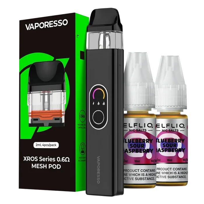 Vaporesso XROS 4 Pod Kit Bundle with refillable pods and adjustable airflow for smooth MTL and RDL vaping