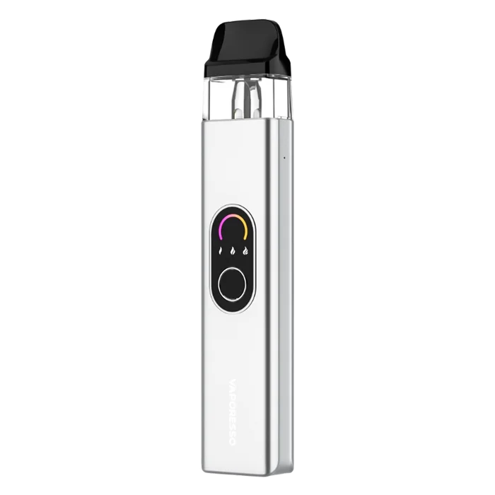 Vaporesso XROS 4 Silver Pod Kit with adjustable airflow and refillable pods for smooth vaping