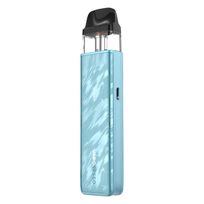 Vaporesso XROS 5 Mini Pod Kit in Flowing Blue – ultra-compact vape device with sleek design, reliable performance, and smooth draw activation.