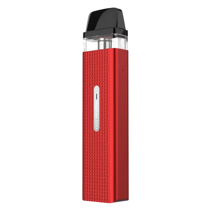 Vaporesso XROS Mini Vape Pod Kit in Cherry Red – compact and stylish pod system with a sleek black finish, 1000mAh battery, fixed airflow for consistent MTL draws, and SSS leak-resistant technology for mess-free vaping.