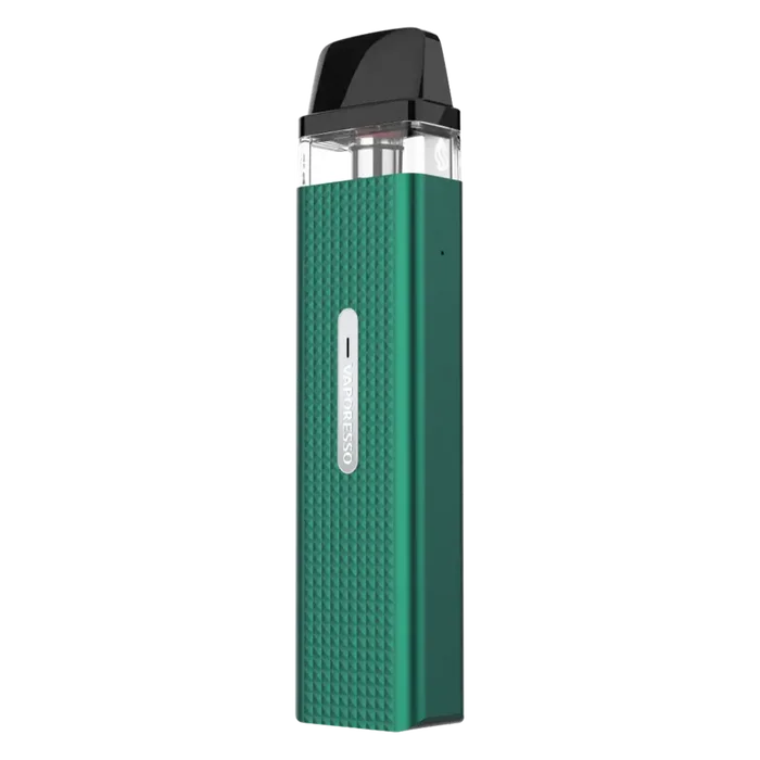 Vaporesso XROS Mini Vape Pod Kit in Forest Green – compact and stylish pod system with a sleek black finish, 1000mAh battery, fixed airflow for consistent MTL draws, and SSS leak-resistant technology for mess-free vaping.