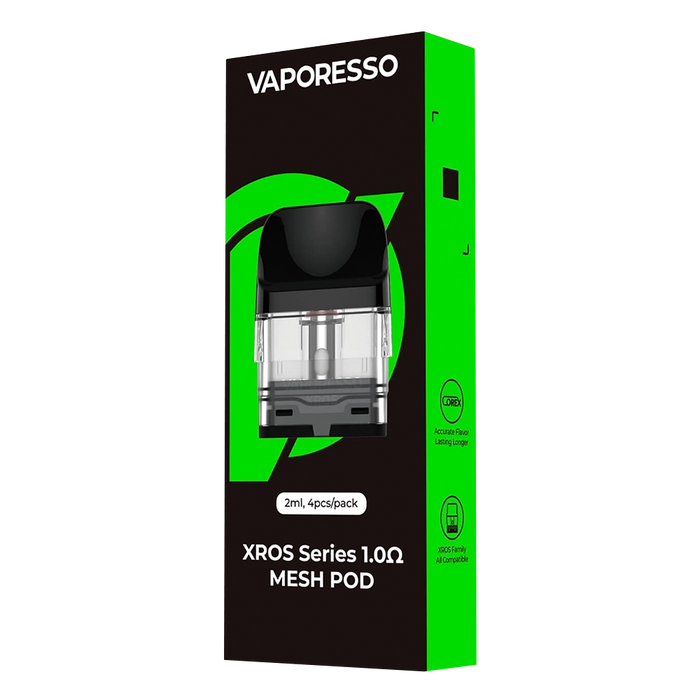 Vaporesso XROS Replacement Pods 1.0 Ohm – 2ml leak-proof refillable cartridges in multiple resistances for smooth MTL & RDL vaping.