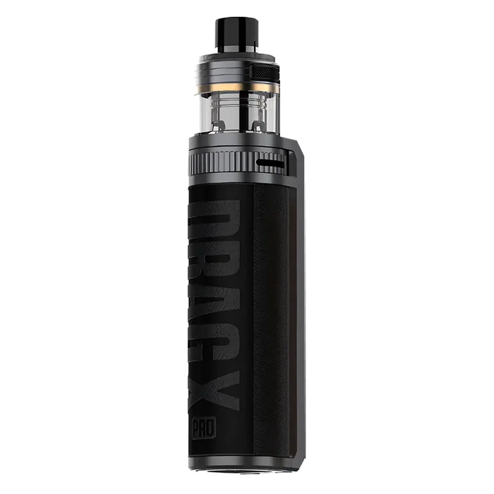 VooPoo Drag X Pro Pod Vape Kit in Classic Black – high-performance vape device with a bold leather-textured finish, advanced chipset, and precise airflow control.