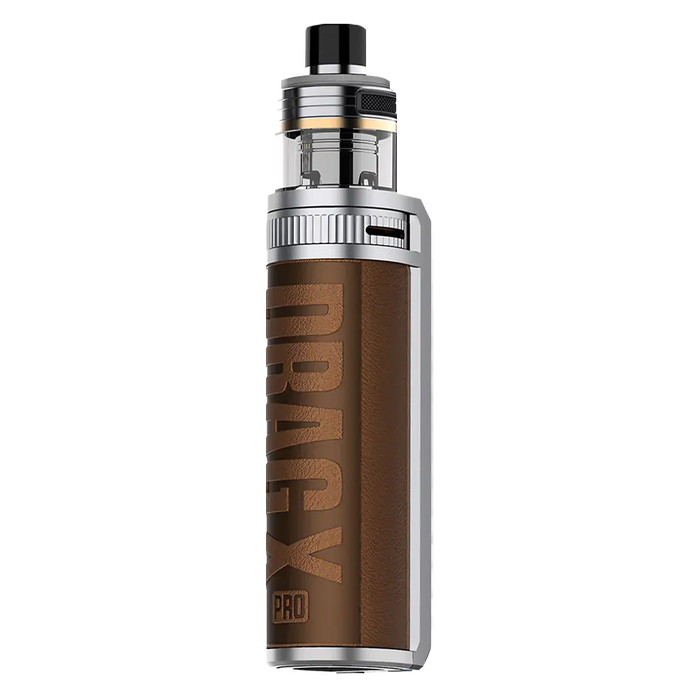 VooPoo Drag X Pro Pod Vape Kit in Sahara Brown – high-performance vape device with a bold leather-textured finish, advanced chipset, and precise airflow control.