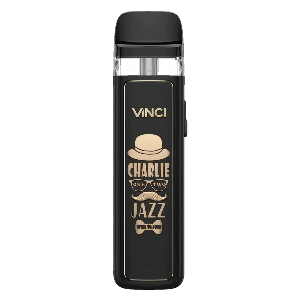 VooPoo Vinci Royal Edition Pod Kit in gold jazz Colour featuring an 800mAh battery, 15W maximum output, LED battery indicator, side-fill pods and adjustable airflow.