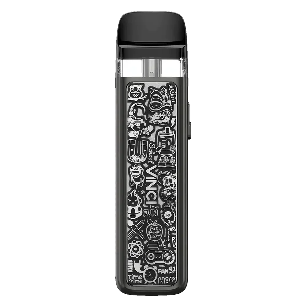 VooPoo Vinci Royal Edition Pod Kit in silver icon Colour featuring an 800mAh battery, 15W maximum output, LED battery indicator, side-fill pods and adjustable airflow.