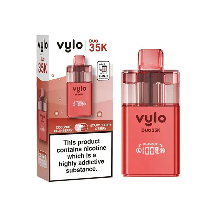Vylo Duo 35K Prefilled Pod Kit in Coconut Cranberry/ Straw Cherry Cranberry - offering up to 35000 puffs with smooth flavour