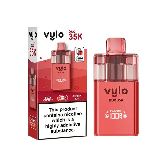 Vylo Duo 35K Prefilled Pod Kit in Fizzy Cherry/ Cherry Ice - offering up to 35000 puffs with smooth flavour