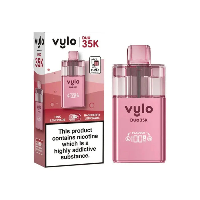 Vylo Duo 35K Prefilled Pod Kit in Pink Lemonade/ Raspberry Lemonade - offering up to 35000 puffs with smooth flavour