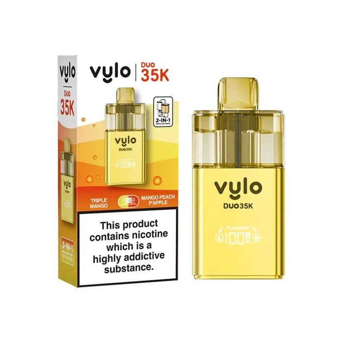 Vylo Duo 35K Prefilled Pod Kit in Triple Mango/ Mango Peach Pineapple - offering up to 35000 puffs with smooth flavour