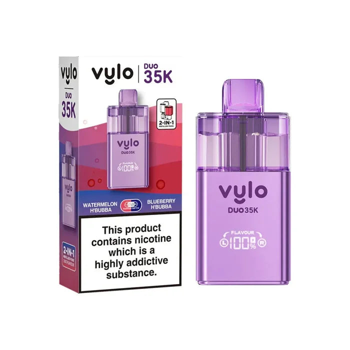 Vylo Duo 35K Prefilled Pod Kit in Watermelon H'Bubba/ Blueberry H'Bubba - offering up to 35000 puffs with smooth flavour