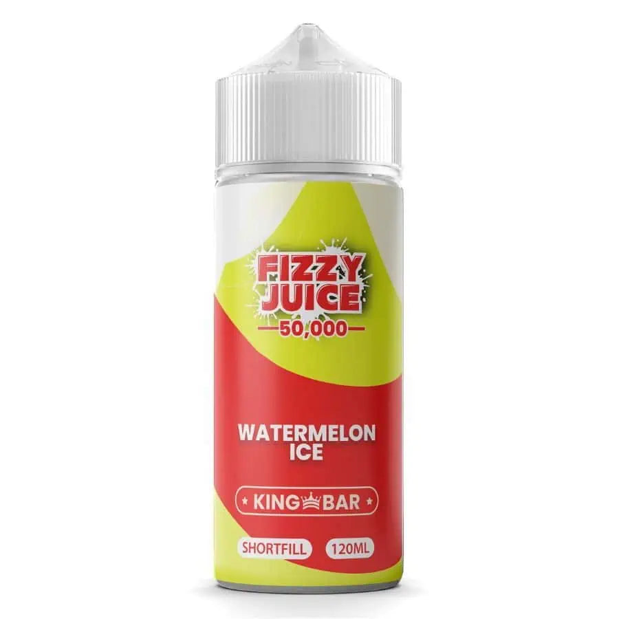 100ml shortfill bottle of Fizzy Juice 50000 E-Liquid in Watermelon Ice flavor, nicotine-free with space for nic shots, ideal for sub-ohm devices and cloud chasing.