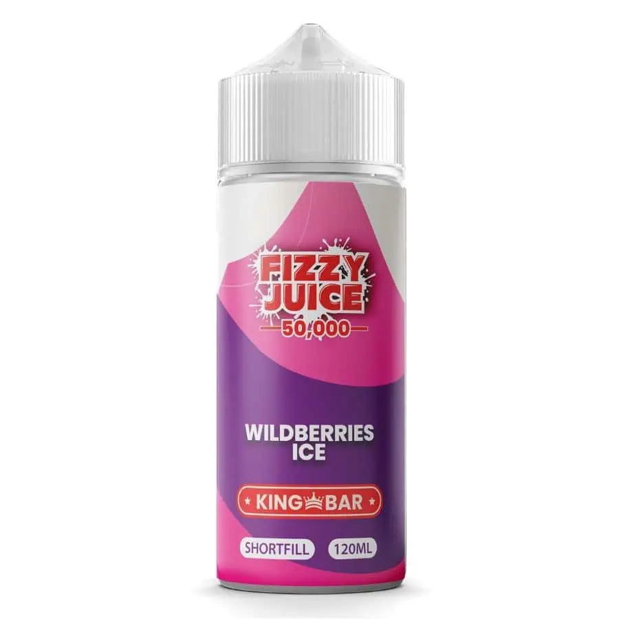 100ml shortfill bottle of Fizzy Juice 50000 E-Liquid in Wildberries Ice flavor, nicotine-free with space for nic shots, ideal for sub-ohm devices and cloud chasing.