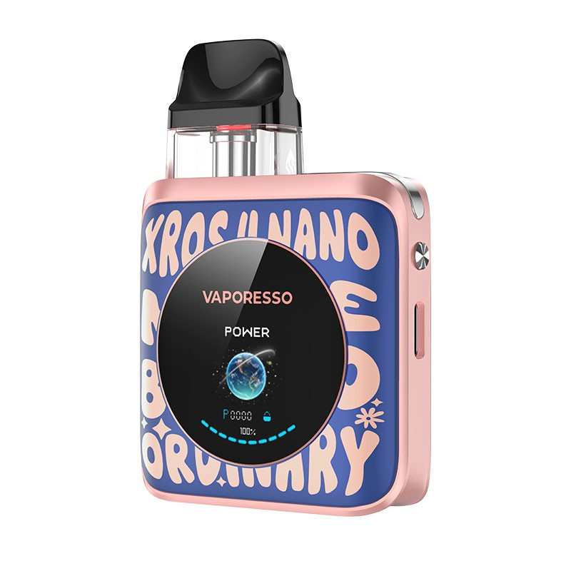 Vaporesso XROS 4 Nano Pod Kit in Word Pop Blue – ultra-compact vape device with an adjustable airflow, and COREX heating tech for consistent flavor.