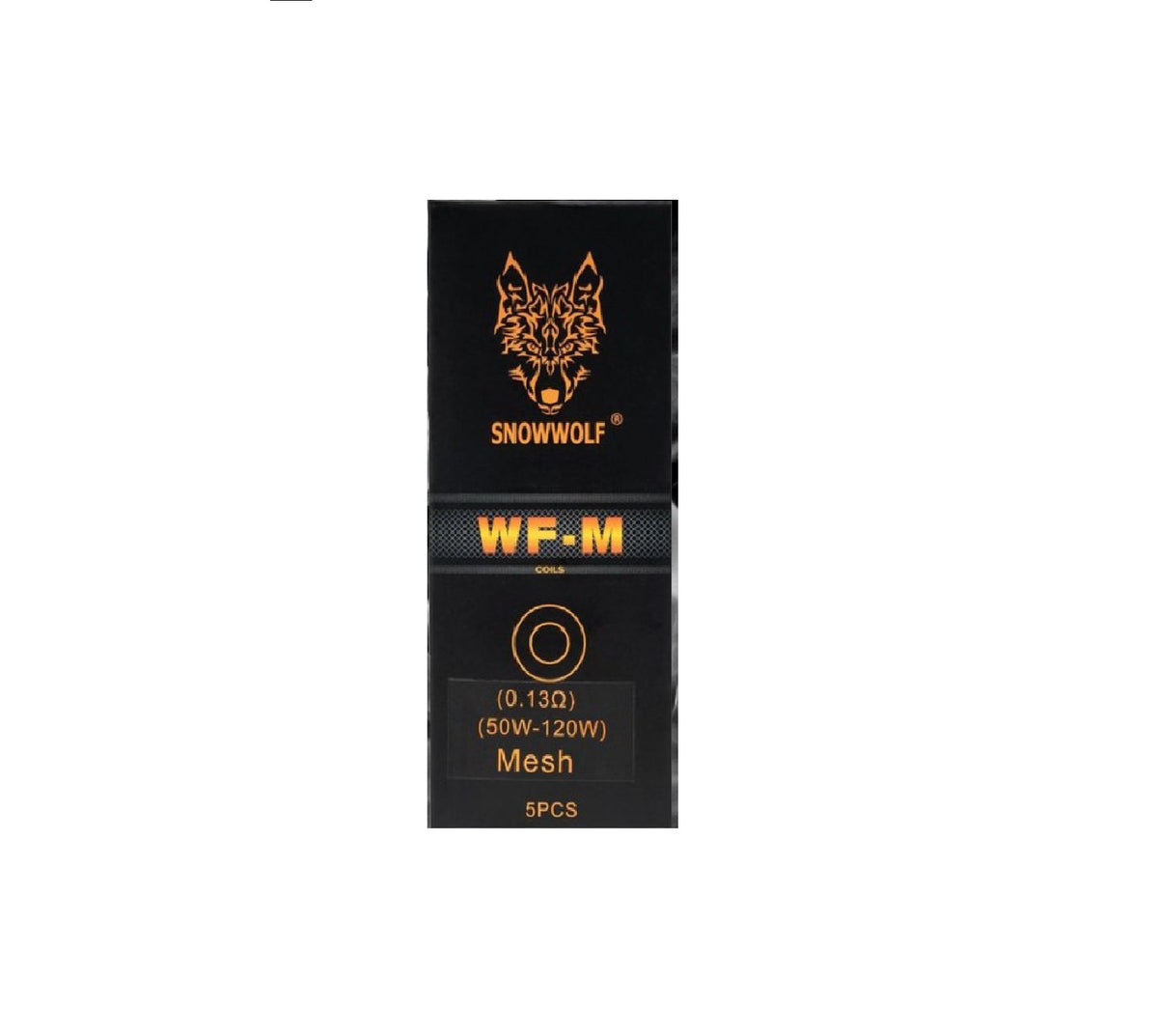 Pack of five Snowwolf WF replacement coils, including WF-H, WF-M, WF-H-M, and WF-SS316L variants for versatile vaping options.