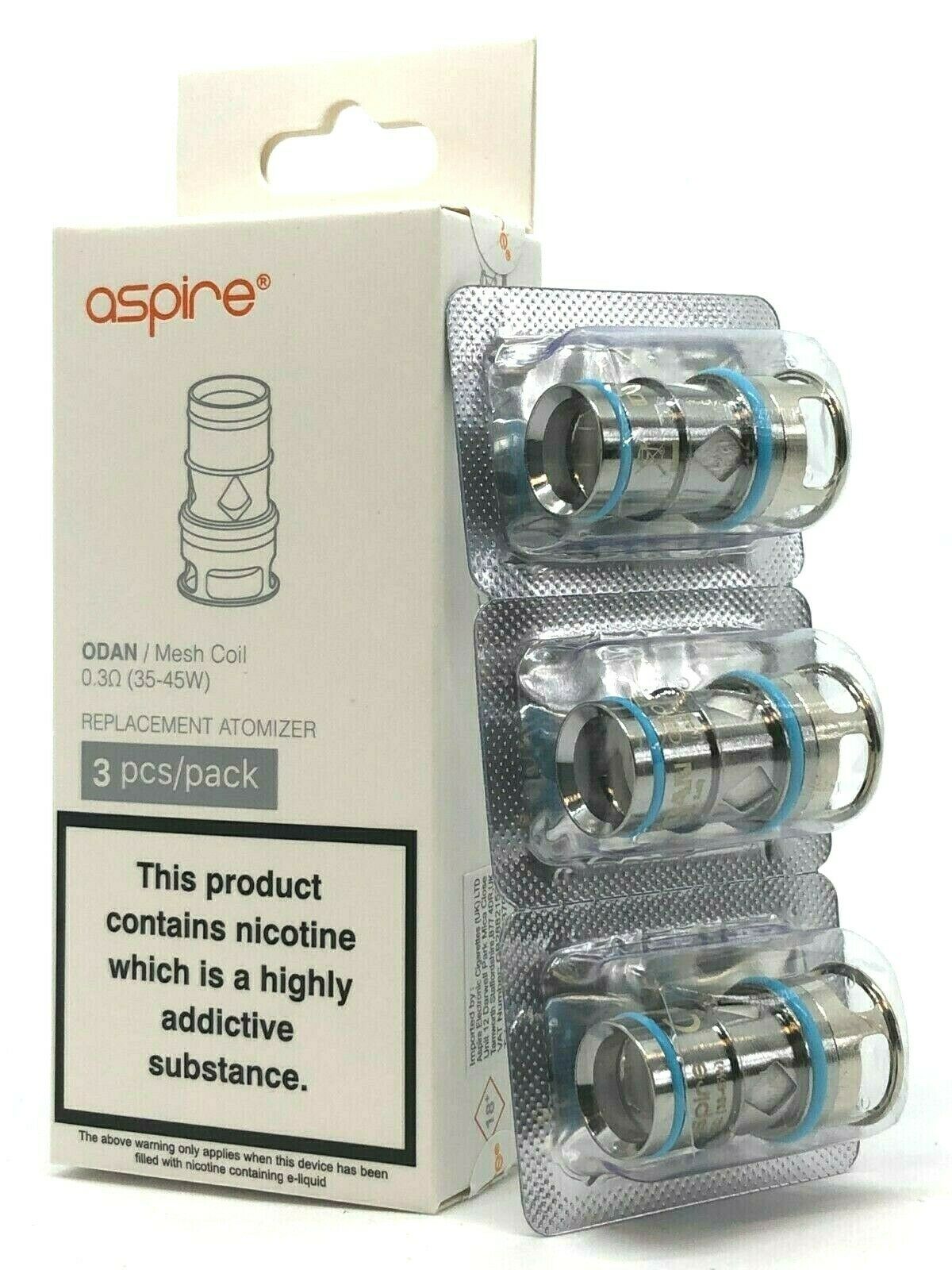 Genuine Aspire ODAN replacement mesh coil atomizer heads in 0.3Ω resistances for Aspire ODAN vape kits.