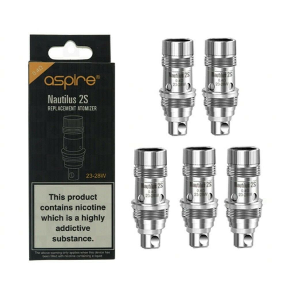 Pack of five Aspire Nautilus 2S mesh replacement vape coils, available in 0.4ohm resistance options for smooth vaping performance.