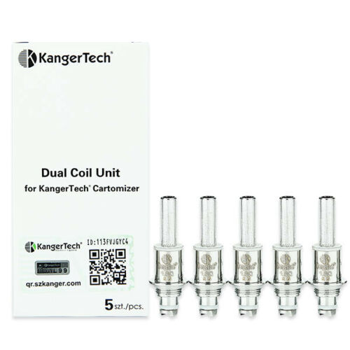 Genuine KangerTech Dual Coil Unit – 1.8Ω replacement coils, pack of 5 compatible with Kanger clearomizers.