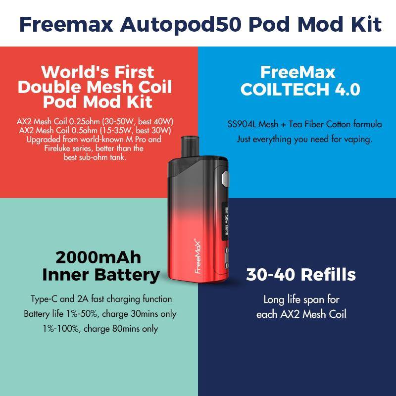 FreeMax AutoPod 50 | Mod Pod Kit | Double Mesh Coil Mod Pod Kit