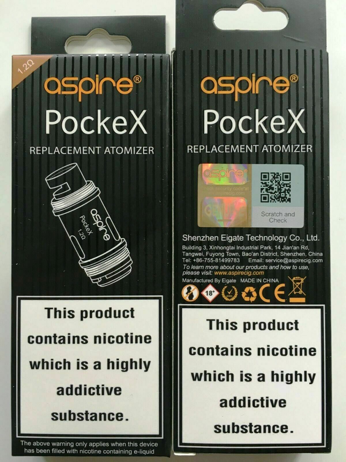Genuine Aspire Pockex Coils 1.2Ohm & 0.6ohm | 5x Pack | Replacement Coils Head