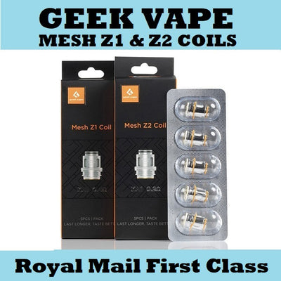 Geekvape Zeus Sub-Ohm replacement mesh coils available in Z1 and Z2 variants for enhanced flavor and cloud production.