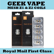 Geekvape Zeus Sub-Ohm replacement mesh coils available in Z1 and Z2 variants for enhanced flavor and cloud production.
