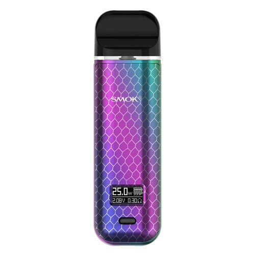 SMOK Novo X 7 Color Cobra pod vape kit with 25W adjustable power, 800mAh rechargeable battery, and 2ml refillable tank.