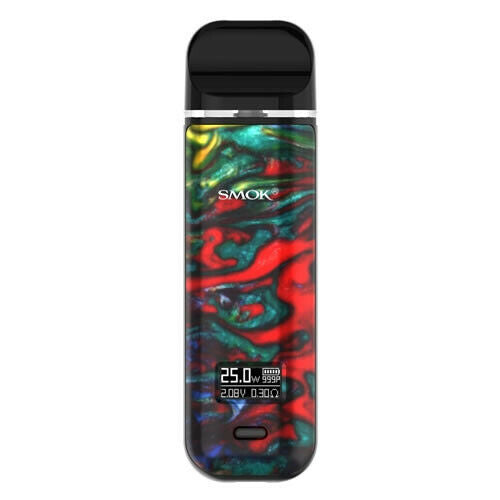 SMOK Novo X 7 Color Resin pod vape kit with 25W adjustable power, 800mAh rechargeable battery, and 2ml refillable tank.