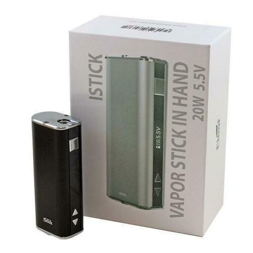 Authentic Eleaf iStick mod vape e-cigarette in Black, with adjustable 20W and 30W power settings, featuring a 2200mAh rechargeable battery for extended vaping sessions.