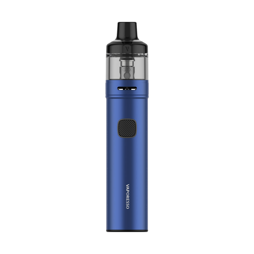 Vaporesso GTX GO 40 Vape Pod Kit in Blue – compact and stylish pen-style device with a 1500mAh built-in battery, magnetic pod connection, and compatibility with GTX coils for consistent, flavorful vaping.