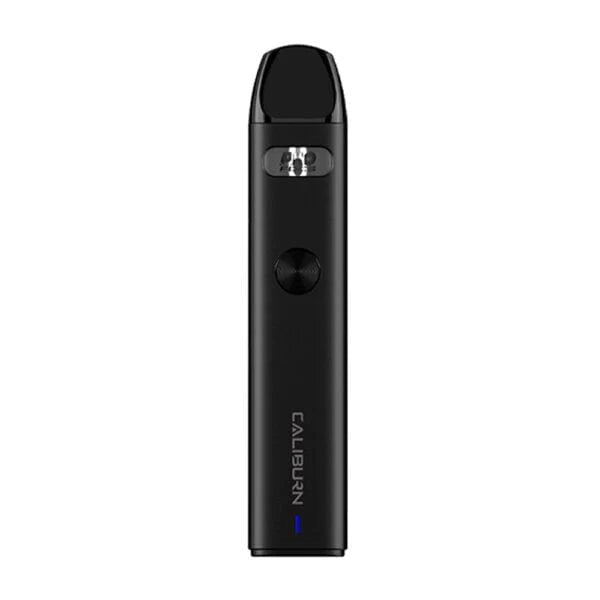 Uwell Caliburn A2 Pod Kit in Black – slim and user-friendly pod system with a matte black finish, 520mAh battery, Pro-FOCS flavor technology, and top-fill 2ml pods for a smooth and consistent MTL vaping experience.
