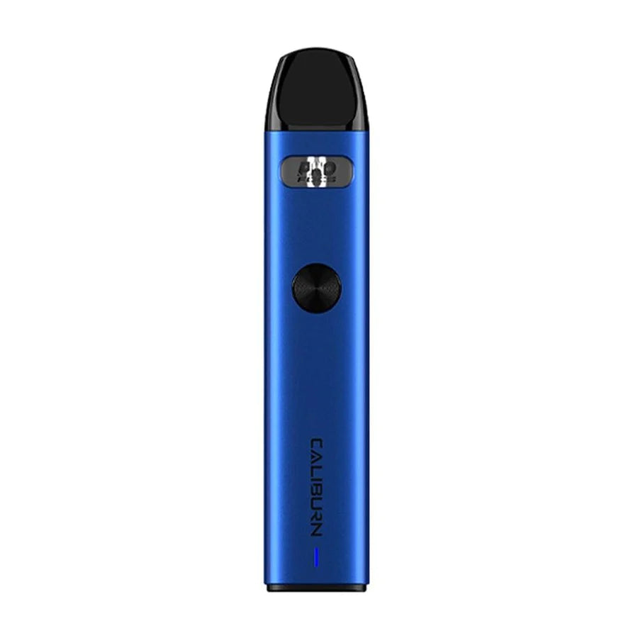Uwell Caliburn A2 Pod Kit in Blue – slim and user-friendly pod system with a 520mAh battery, Pro-FOCS flavor technology, and top-fill 2ml pods for a smooth and consistent MTL vaping experience.