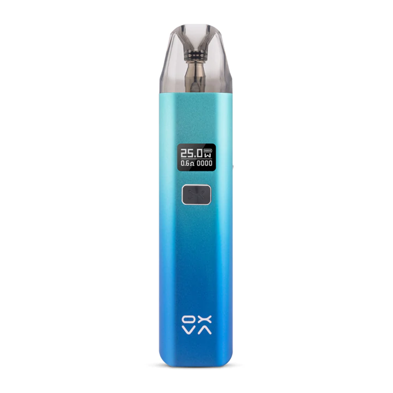 OXVA Xlim V2 Pod Kit in Blue Green, a compact 25W pod system with a built‑in 900mAh battery and 2ml e‑liquid capacity, designed for smooth vapor production, adjustable airflow, and a reliable all‑day vaping experience.