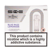 SKE Crystal Bar Plus prefilled pods in Blue Razz Lemonade flavor, pack of 2, designed for use with the SKE Crystal Bar Plus device for a smooth and fruity vaping experience.