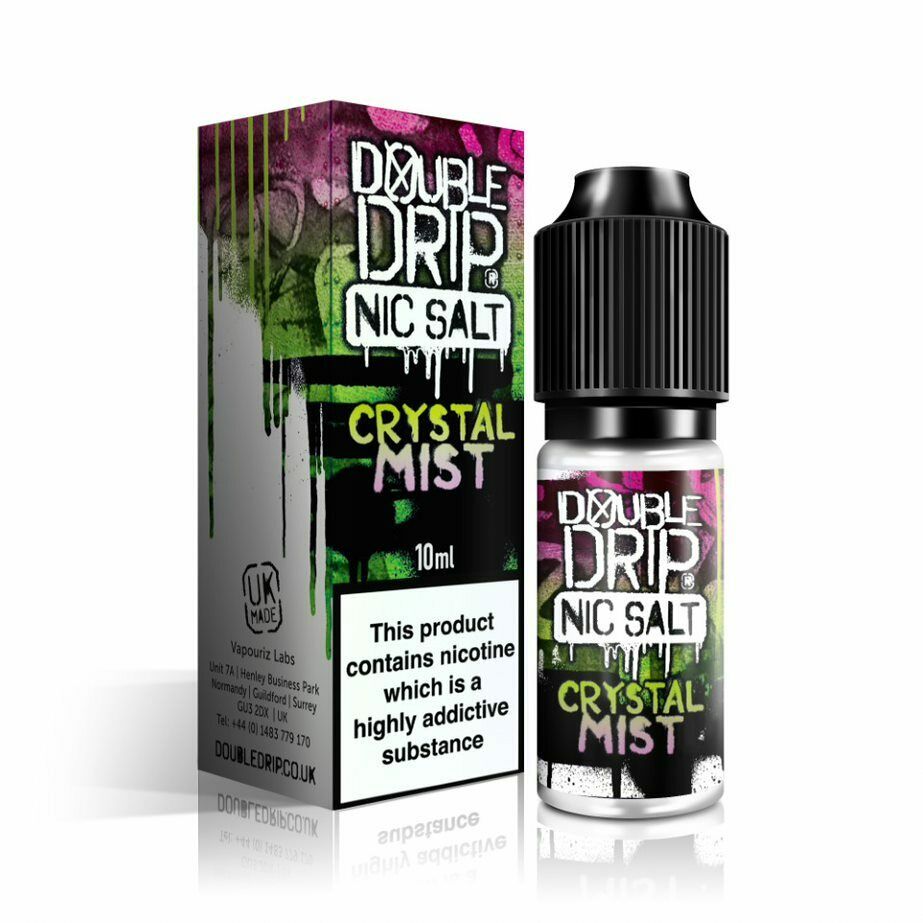 Double Drip Nic Salt E-Liquid Crystal Mist – 10ml bottle, available in 10mg or 20mg nicotine strength.