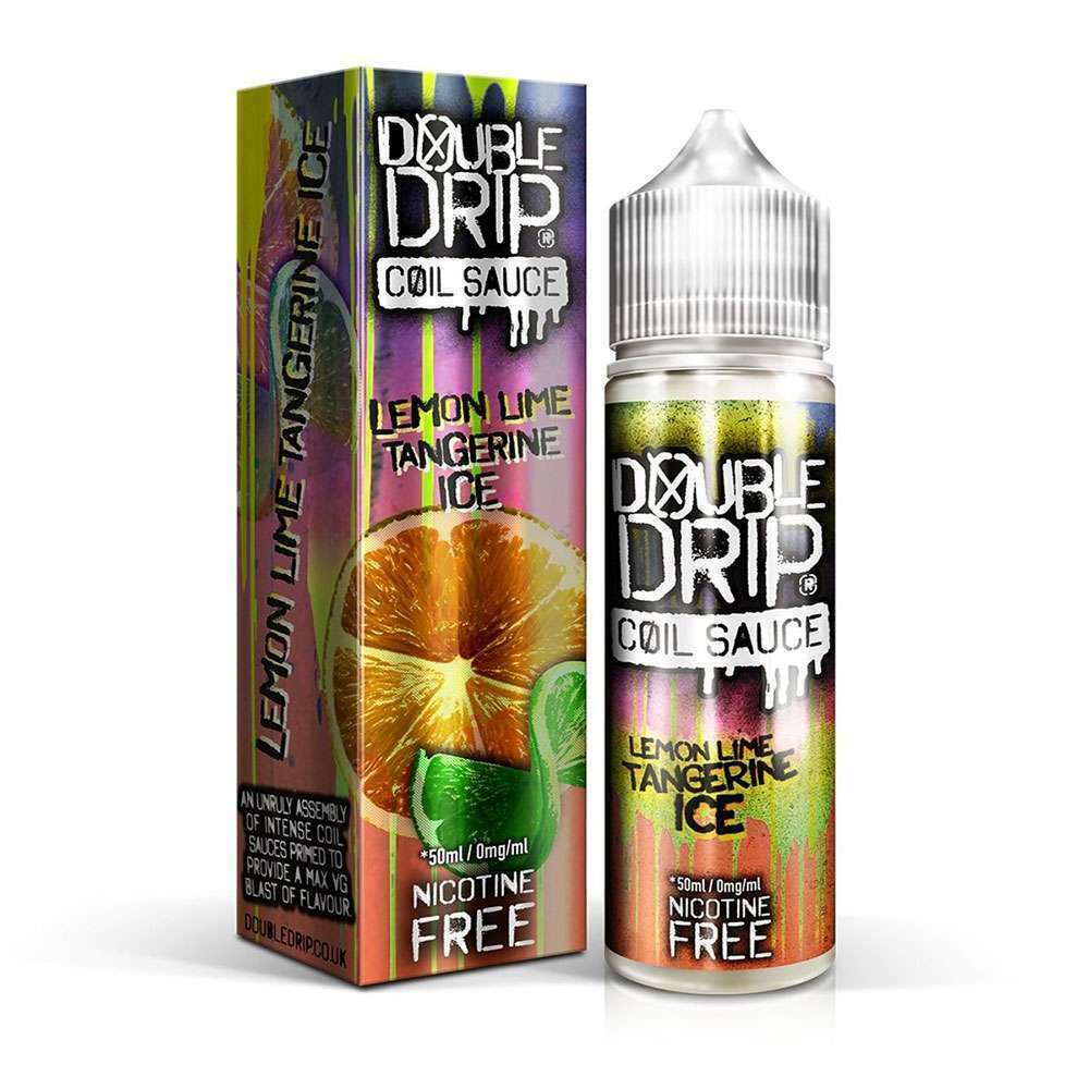 Double Drip Lemon Lime Tangerine Ice Coil Sauce 50ml e-liquid with 80VG/20PG ratio, offering a zesty lemon candy flavor.