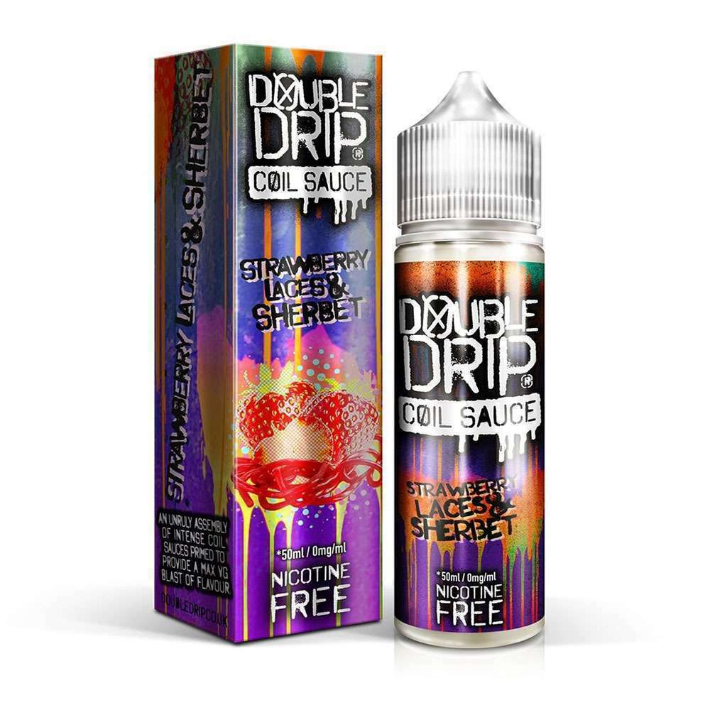 Double Drip Strawberry Laces Sherbet Coil Sauce 50ml e-liquid with 80VG/20PG ratio, offering a zesty lemon candy flavor.