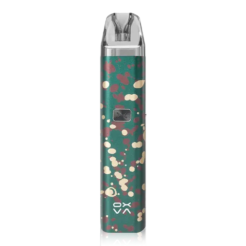 OXVA Xlim C Pod Kit E‑Cigarette in Green Camo with 900mAh battery and up to 25W output, paired with 2ml replacement pods, offering a sleek and durable design for smooth vapor production, long battery life, and a satisfying vaping experience.