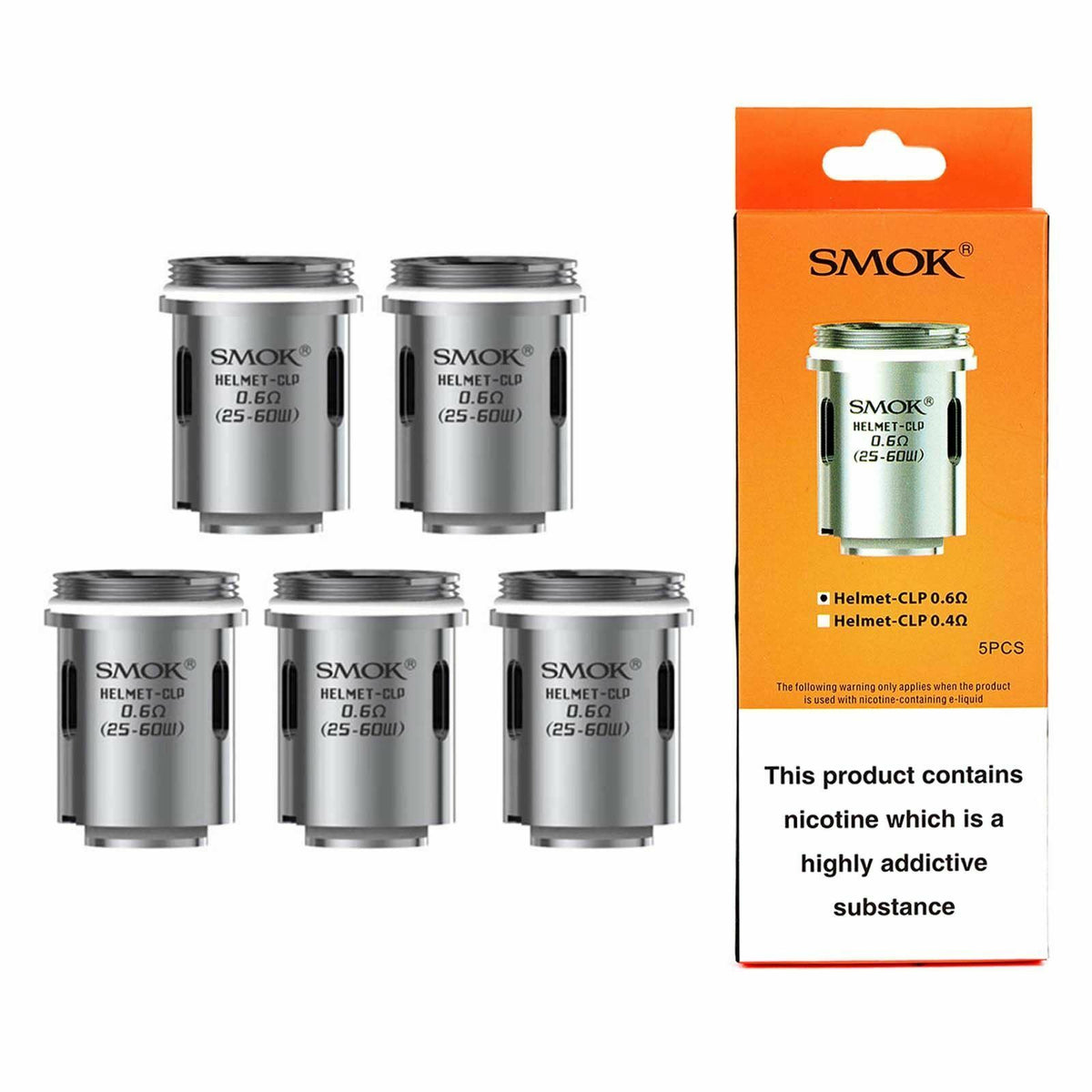 SMOK Helmet & Helmet Mini Replacement Coils - Pack of 5pcs in 0.4Ω 0.6Ω 0.85Ω.