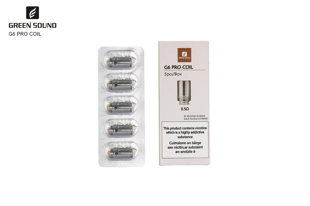Pack of five GS G6 Pro replacement coils designed for the G6 kit, providing consistent flavor and vapor production.