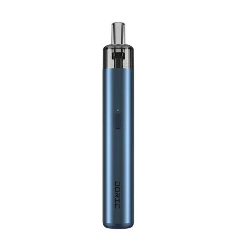 VooPoo DORIC 20 Pod Kit in Ice Blue – sleek and lightweight MTL pod system with a frosty blue metallic finish, 1500mAh built-in battery, 18W max output, and ITO coil technology for smooth, flavorful vaping.