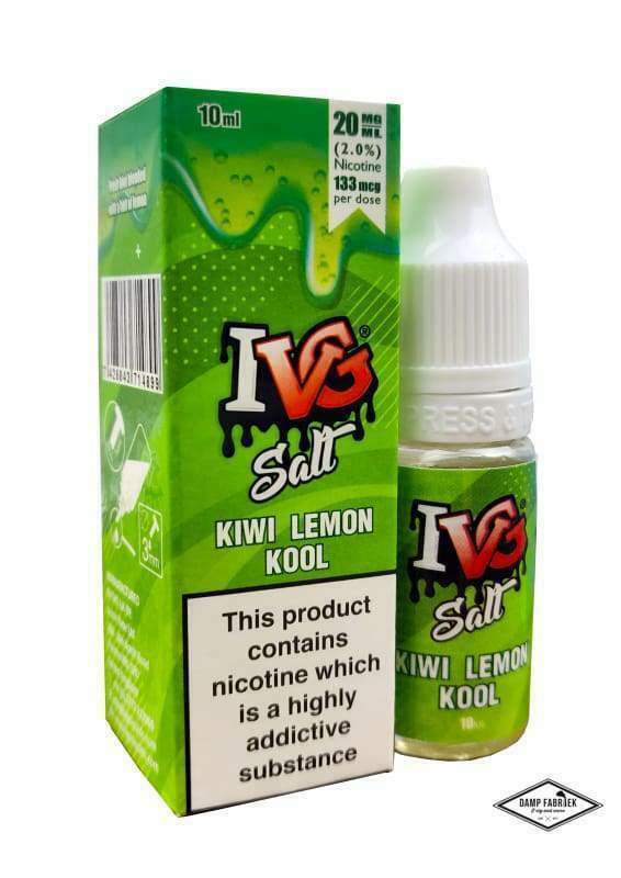 IVG Nic Salt E-Liquid Kiwi Lemon Kool – 10ml bottles, pack of 10, 50/50 VG/PG blend available in 10mg or 20mg nicotine strength.