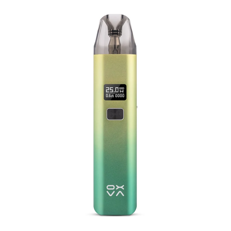 OXVA Xlim V2 Pod Kit in Lemon Lime, a compact 25W pod system with a built‑in 900mAh battery and 2ml e‑liquid capacity, designed for smooth vapor production, adjustable airflow, and a reliable all‑day vaping experience.