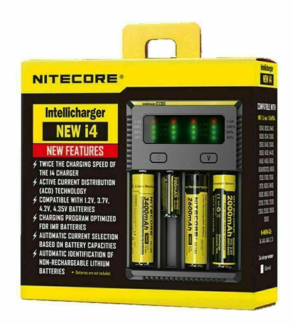 Nitecore NEW i4 Intellicharge 18650-26650-20700-16340 UK Plug Battery Charger.